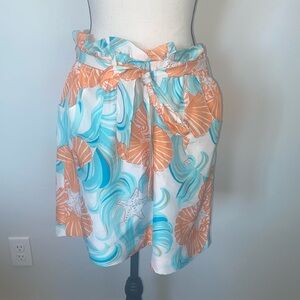 Lilly Pulitzer Do The Wave Seashell Starfish Silk Skirt Women's Medium, EUC